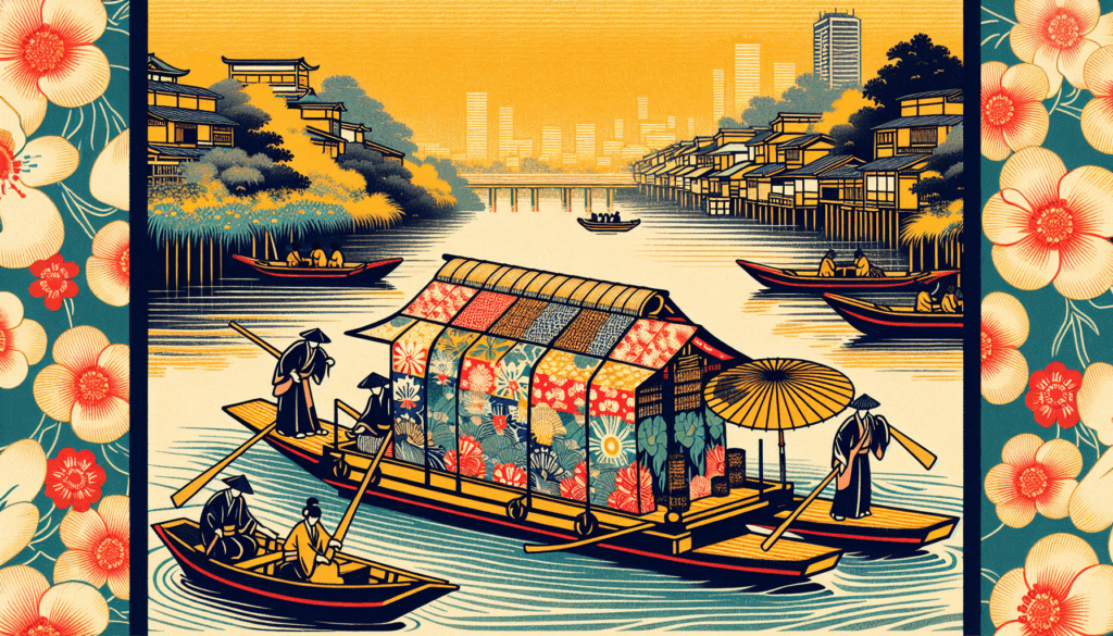 群馬県板倉町の川船「高瀬舟」展示準備