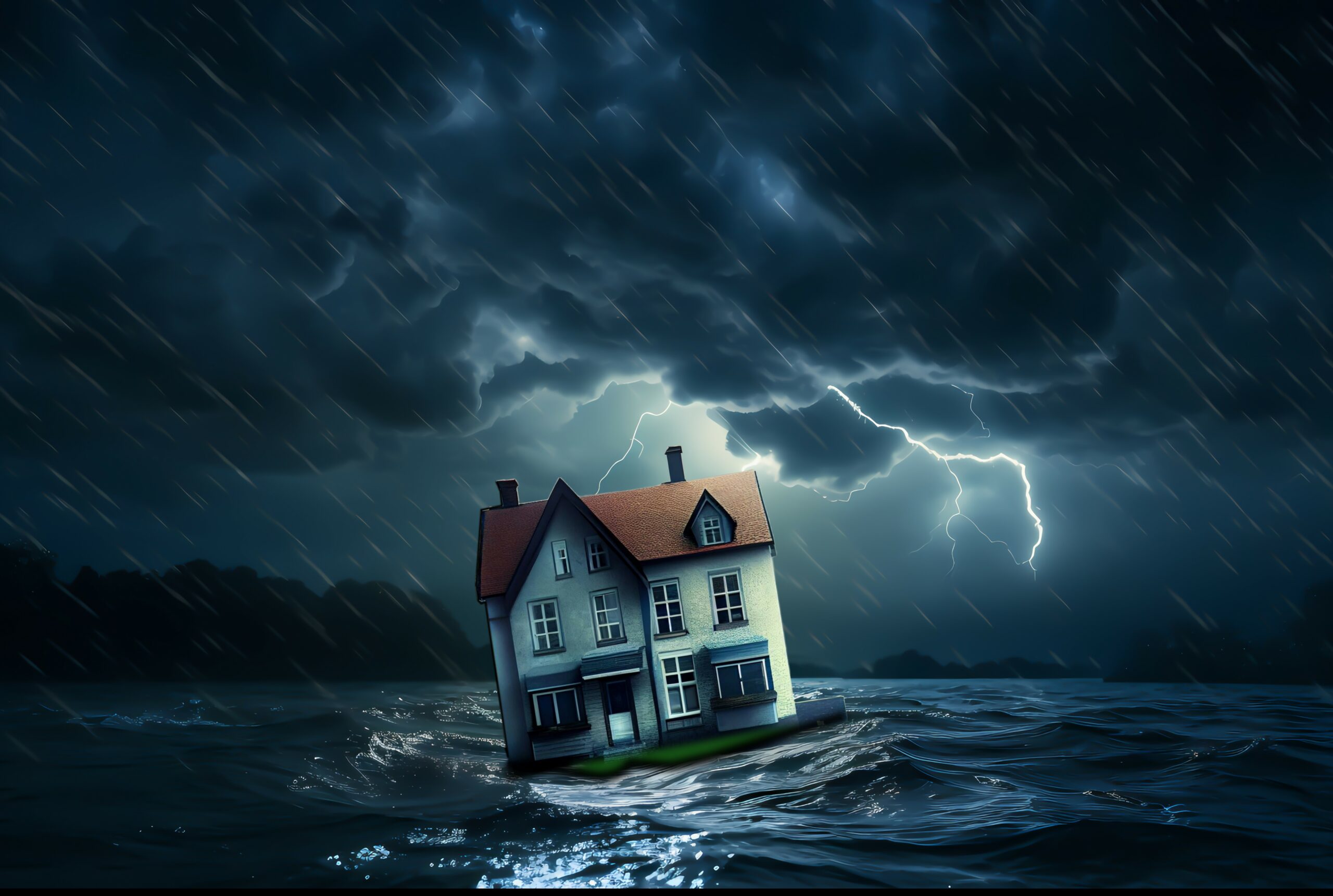 Sinking House In A Real Estate Storm Housing Crisis