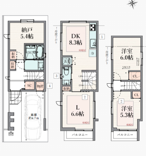各部屋が独立しているので、思春期のお子様がいる家庭におすすめです(間取)